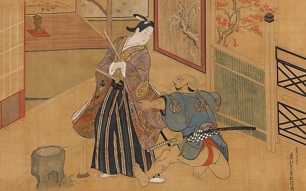 WikiOO.org - Encyclopedia of Fine Arts - Lukisan, Artwork Okumura Masanobu - Kabuki Play Kusazuribiki from the Tales of Soga (Soga monogatari)