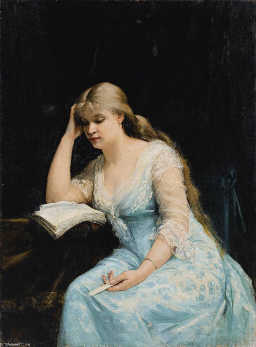 Wikioo.org - The Encyclopedia of Fine Arts - Painting, Artwork by Marie Bashkirtseff - Portrait of a Young Woman Reading