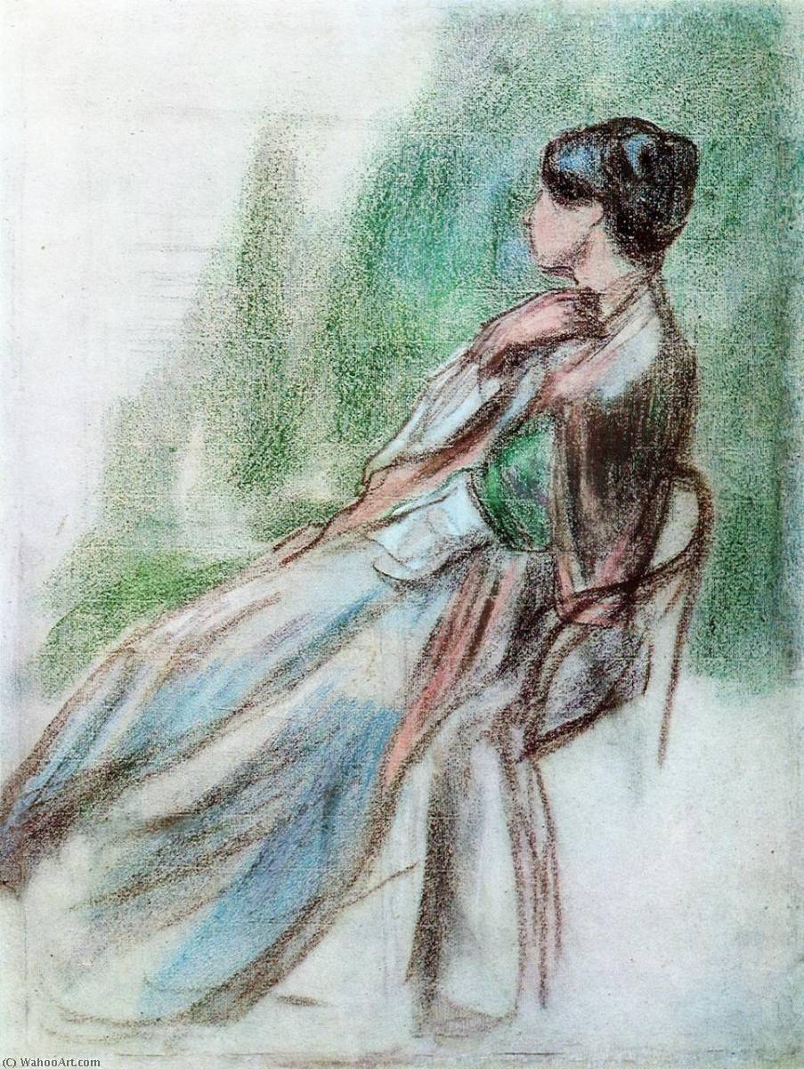 Wikioo.org - The Encyclopedia of Fine Arts - Painting, Artwork by Viktor Elpidiforovich Borisov Musatov - Lady Seated in an Armchair