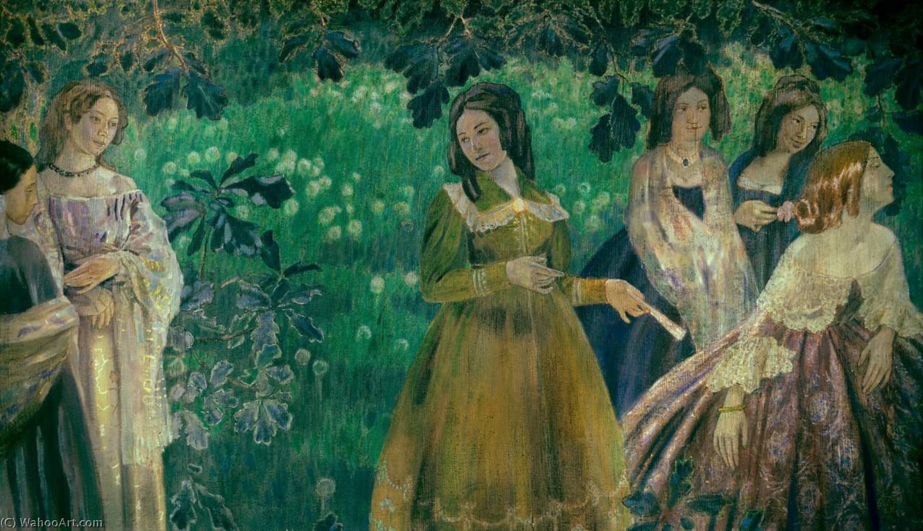 Wikioo.org - The Encyclopedia of Fine Arts - Painting, Artwork by Viktor Elpidiforovich Borisov Musatov - The Emerald Necklace