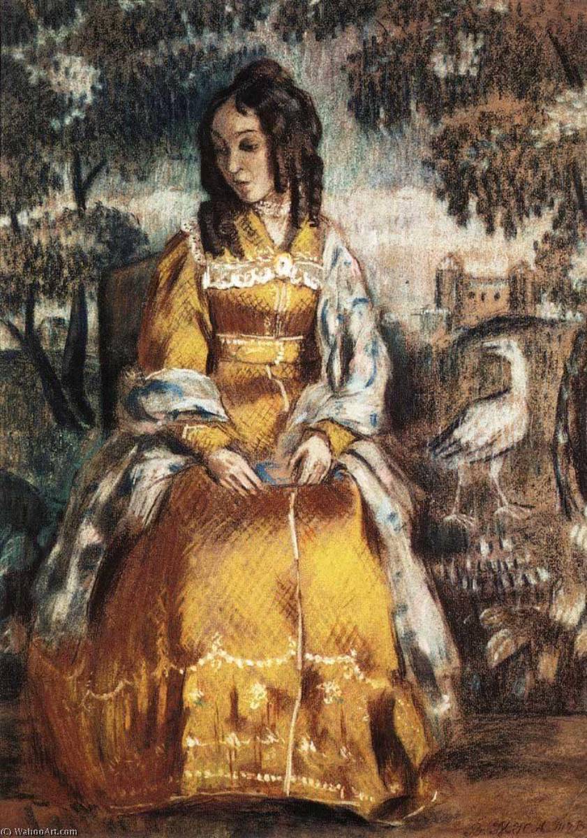WikiOO.org - Encyclopedia of Fine Arts - Maalaus, taideteos Viktor Elpidiforovich Borisov Musatov - Lady by the Tapestry