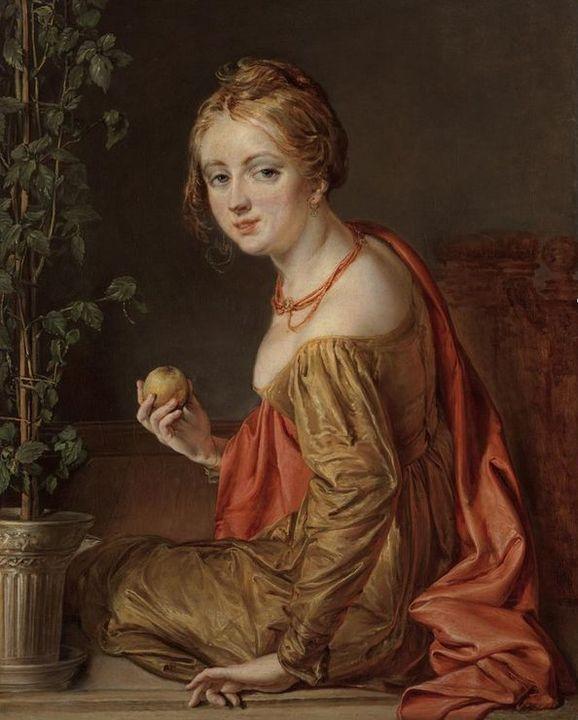 WikiOO.org - 百科事典 - 絵画、アートワーク Vasily Andreyevich Tropinin - の女の子 一つの  リンゴ