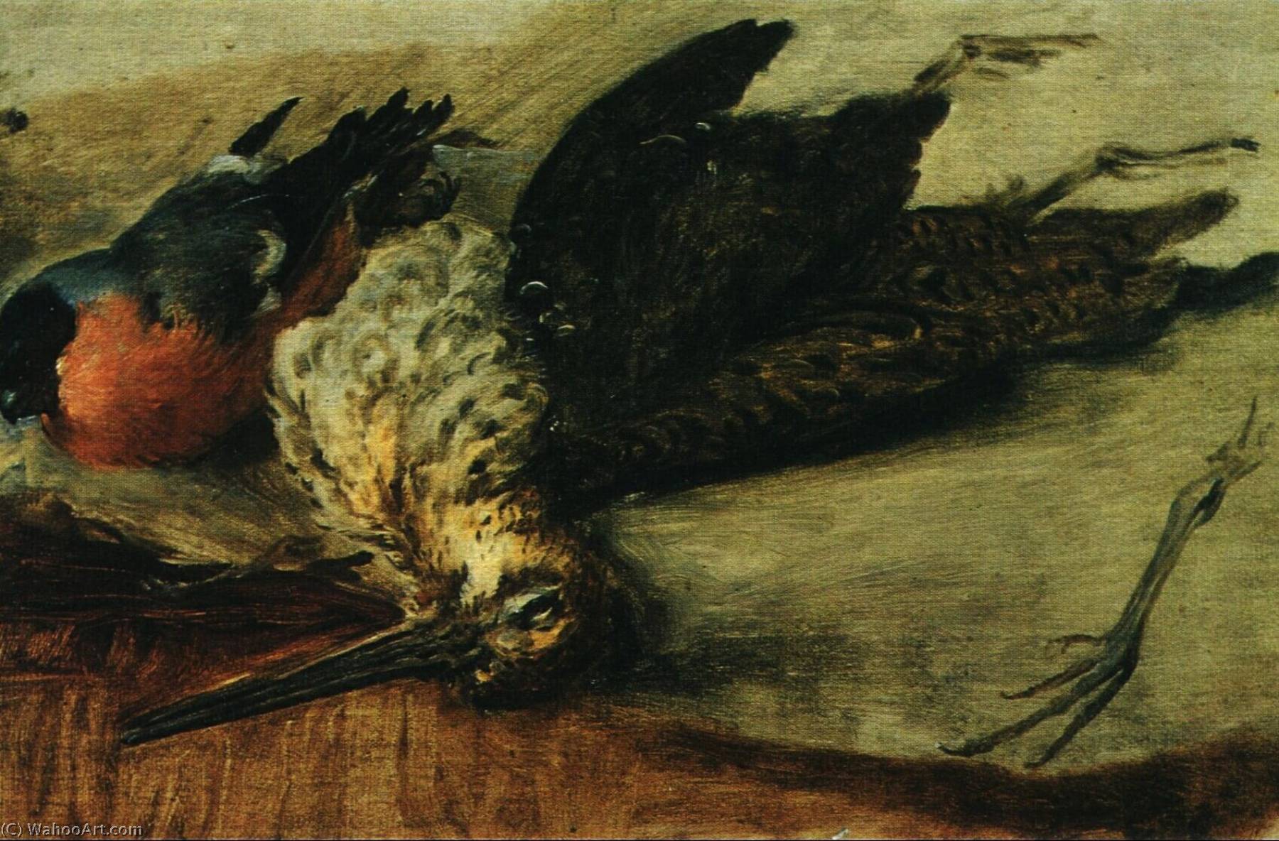 Wikioo.org – L'Enciclopedia delle Belle Arti - Pittura, Opere di Vasily Andreyevich Tropinin - Gallo cedrone e le  ciuffolotto  studiare
