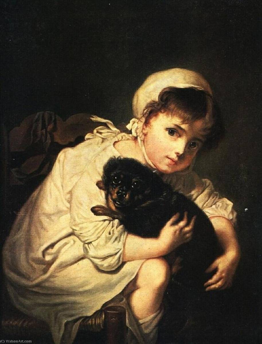 WikiOO.org - Encyclopedia of Fine Arts - Maleri, Artwork Vasily Andreyevich Tropinin - Girl with Dog