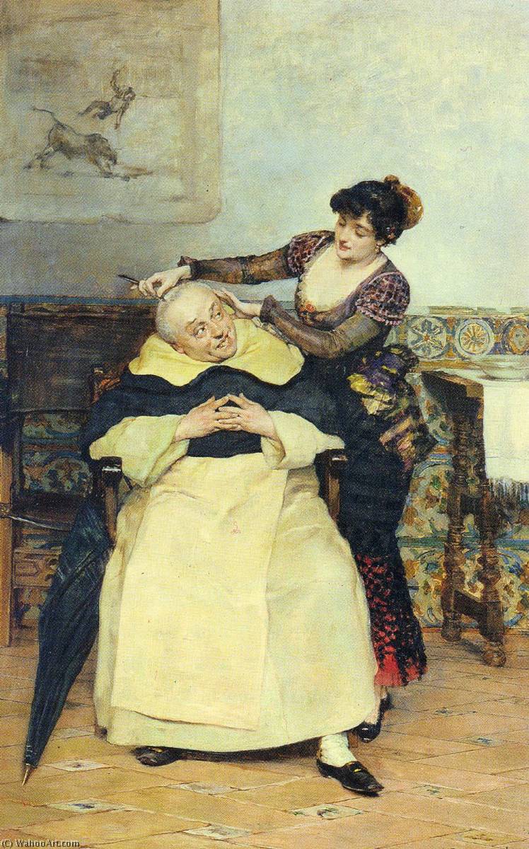 Wikioo.org - The Encyclopedia of Fine Arts - Painting, Artwork by Vicente Palmaroli Y Gonzalez - The Haircut