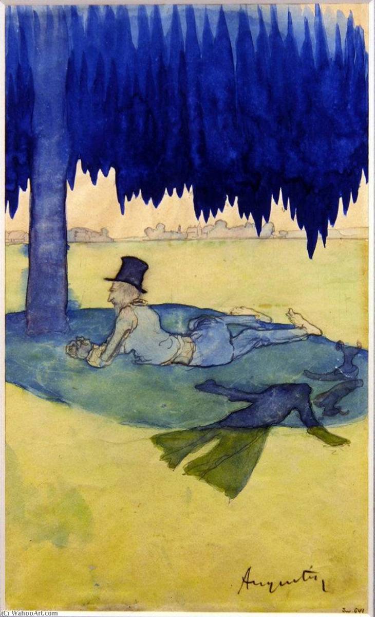 Wikioo.org - The Encyclopedia of Fine Arts - Painting, Artwork by Louis Anquetin - Man sheltering beneath a tree