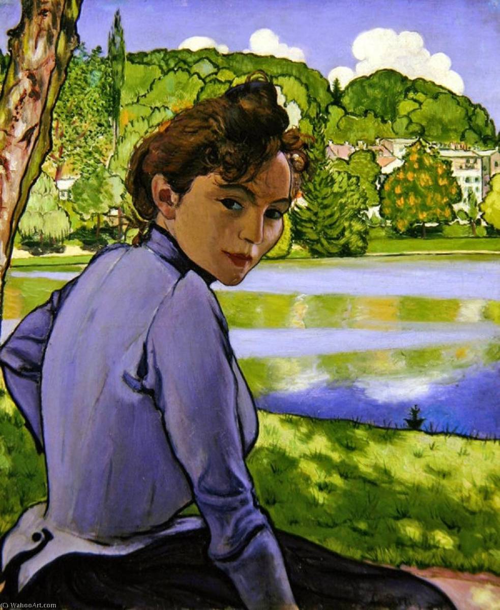 Wikoo.org - موسوعة الفنون الجميلة - اللوحة، العمل الفني Louis Anquetin - Femme au bord de l'eau