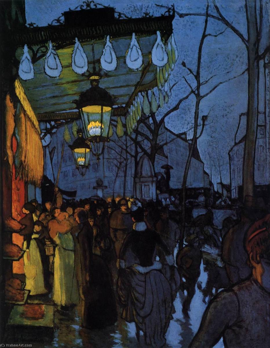 Wikioo.org – L'Encyclopédie des Beaux Arts - Peinture, Oeuvre de Louis Anquetin - Allée de clichy Cinq O'Clock dans le soir