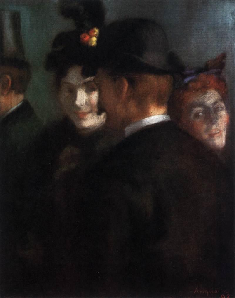 WikiOO.org - Encyclopedia of Fine Arts - Maleri, Artwork Louis Anquetin - The Theatre Foyer