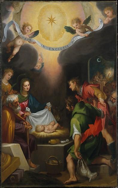 Wikioo.org - The Encyclopedia of Fine Arts - Painting, Artwork by Cigoli - The Adoration of the Shepherds with Saint Catherine of Alexandria