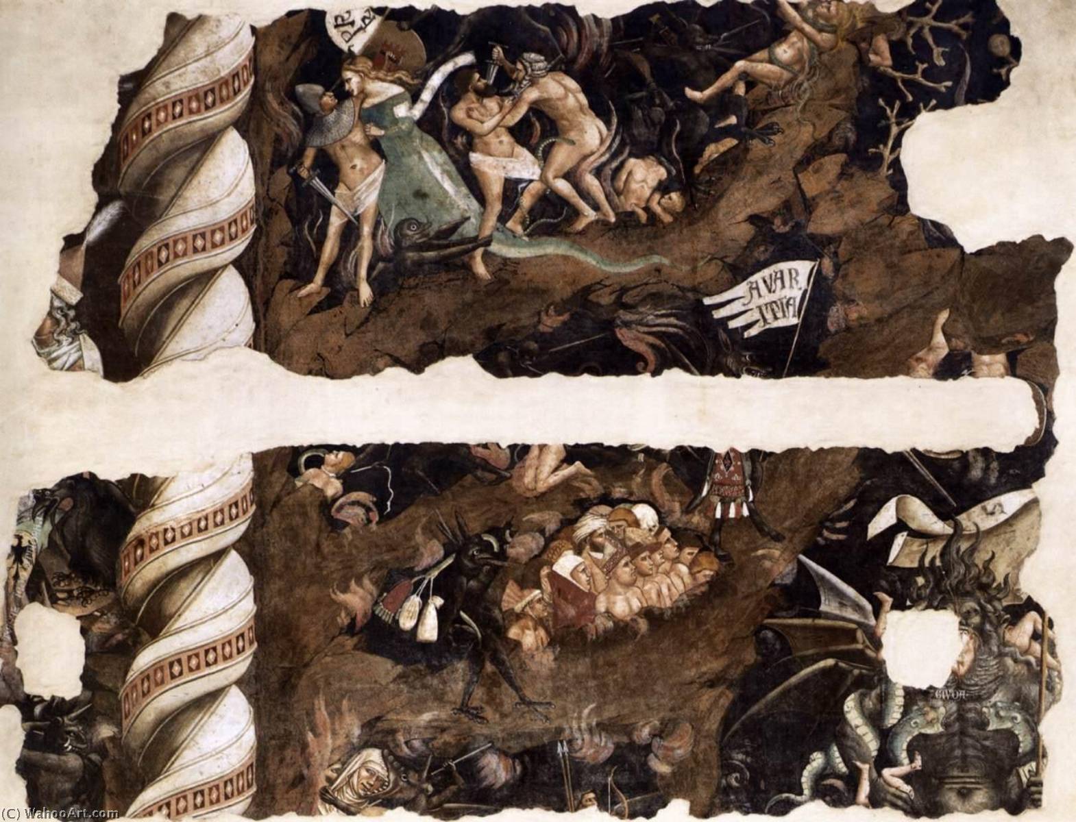 WikiOO.org - Enciklopedija dailės - Tapyba, meno kuriniai Orcagna - Hell (fragment)
