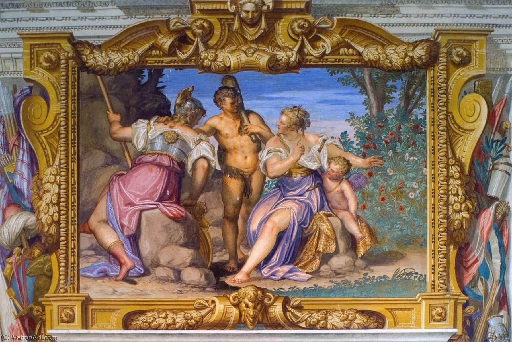 Wikioo.org – La Enciclopedia de las Bellas Artes - Pintura, Obras de arte de Giovanni Battista Zelotti - Hércules en la encrucijada