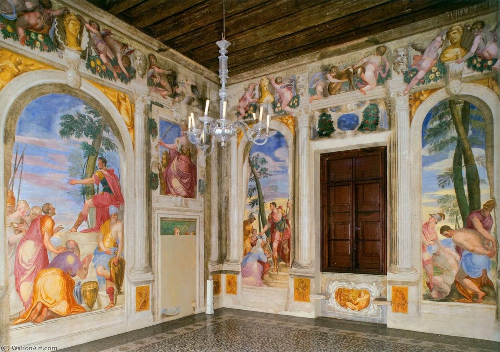 WikiOO.org - Εγκυκλοπαίδεια Καλών Τεχνών - Ζωγραφική, έργα τέχνης Giovanni Battista Zelotti - View of the Room of Scipio
