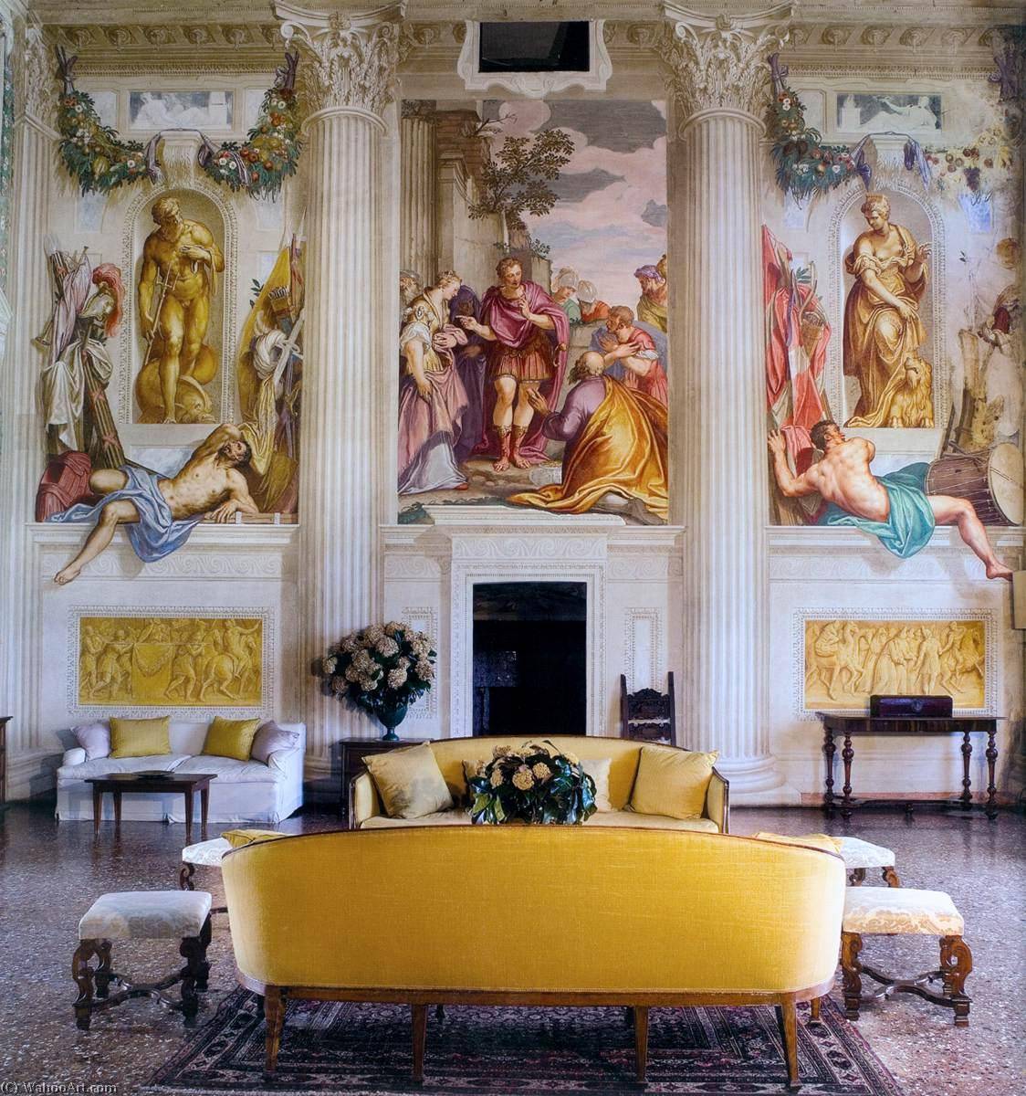 WikiOO.org - Encyclopedia of Fine Arts - Maľba, Artwork Giovanni Battista Zelotti - Wall in the Central Hall