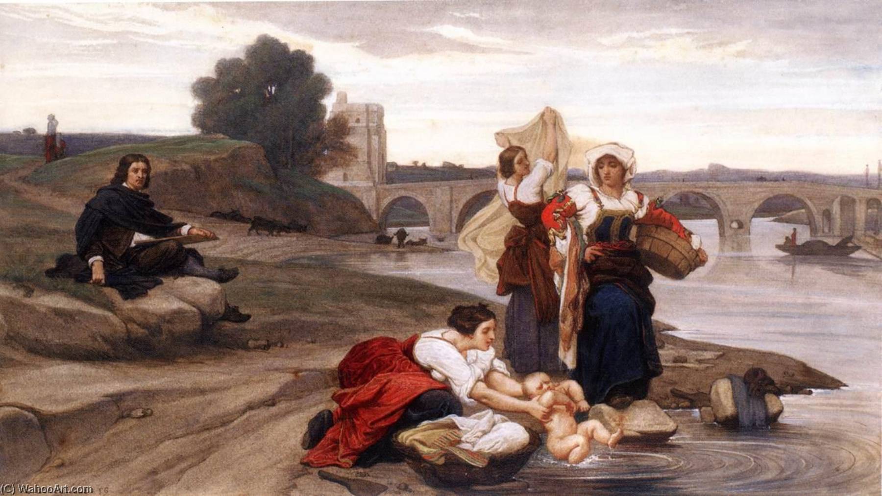 Wikioo.org - The Encyclopedia of Fine Arts - Painting, Artwork by François Léon Benouville - Nicolas Poussin on the Banks of the Tiber