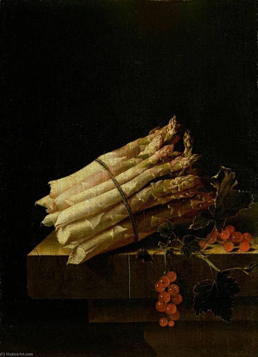 Wikioo.org - The Encyclopedia of Fine Arts - Painting, Artwork by After Adriaen Coorte - Still Life with Asparagus and Red Currants