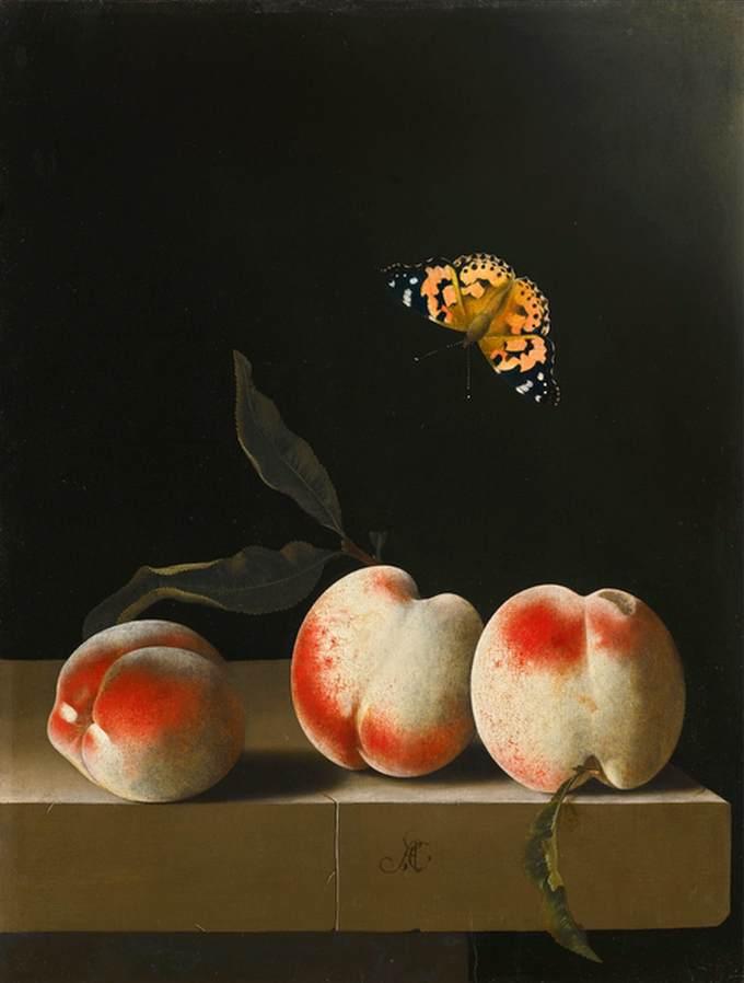 Wikioo.org - The Encyclopedia of Fine Arts - Painting, Artwork by After Adriaen Coorte - Still Life with Peaches