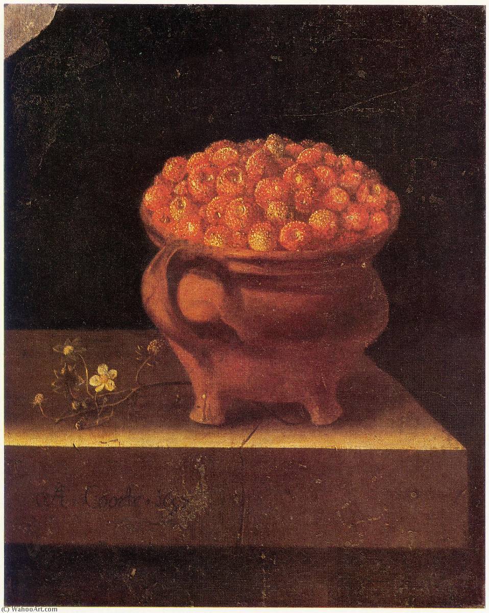 Wikioo.org - The Encyclopedia of Fine Arts - Painting, Artwork by After Adriaen Coorte - English Strawberries in a Stone Jar