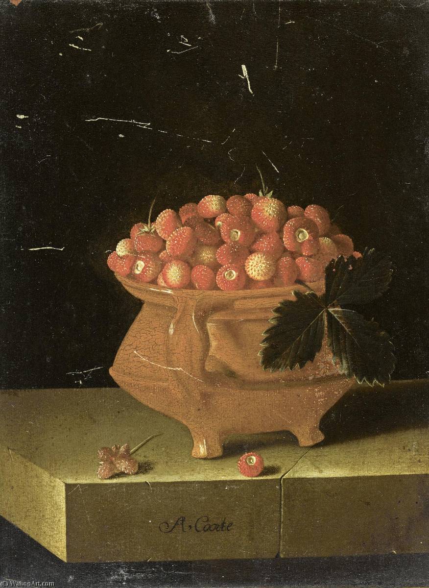 Wikioo.org - Bách khoa toàn thư về mỹ thuật - Vẽ tranh, Tác phẩm nghệ thuật After Adriaen Coorte - English Still life with a bowl of strawberries