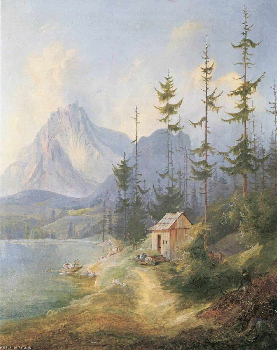 Wikioo.org - The Encyclopedia of Fine Arts - Painting, Artwork by Adalbert Stifter - Der Sarstein bei Alt Aussee (Fassung I)