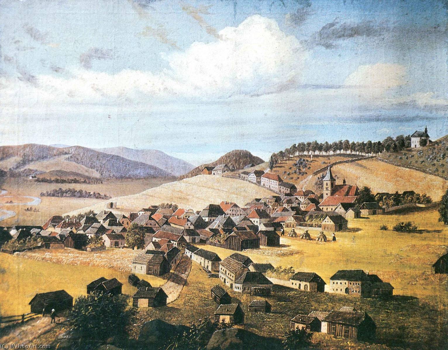 Wikioo.org - The Encyclopedia of Fine Arts - Painting, Artwork by Adalbert Stifter - View of Oberplan