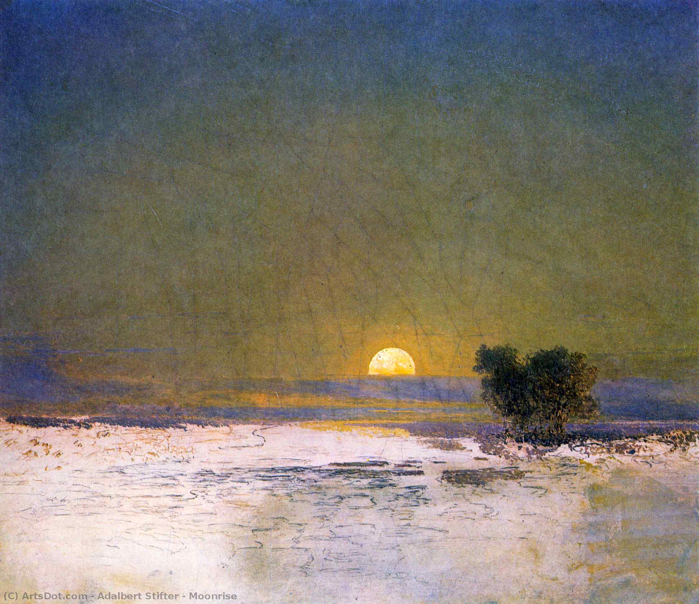 Wikioo.org - The Encyclopedia of Fine Arts - Painting, Artwork by Adalbert Stifter - Moonrise