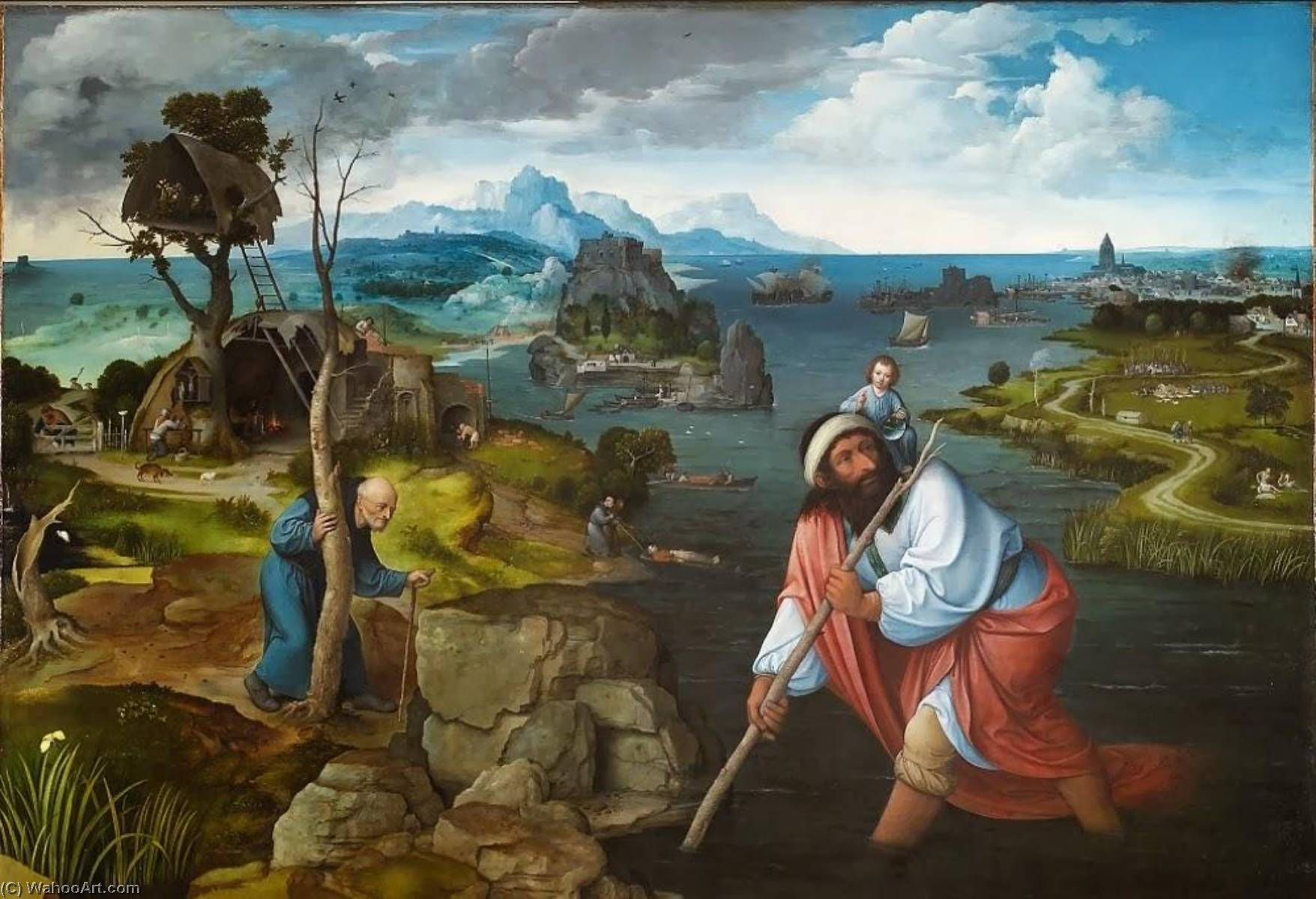 WikiOO.org – 美術百科全書 - 繪畫，作品 Joachim Patinir - 景观带  圣人  克里斯托弗