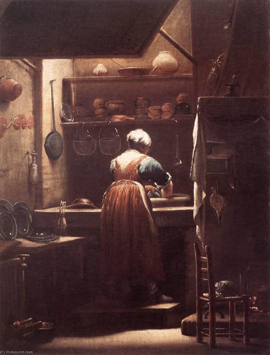 Wikioo.org - The Encyclopedia of Fine Arts - Painting, Artwork by Giuseppe Maria Crespi - The Scullery Maid