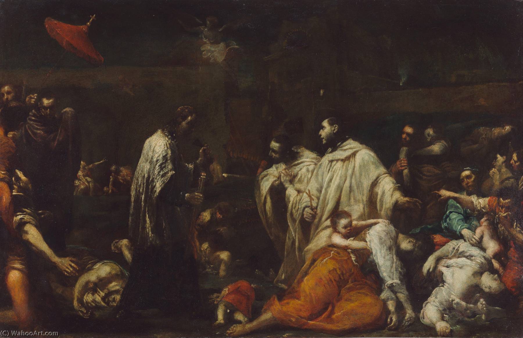 Wikioo.org - The Encyclopedia of Fine Arts - Painting, Artwork by Giuseppe Maria Crespi - Bernard Tolomei and the Plague in Siena