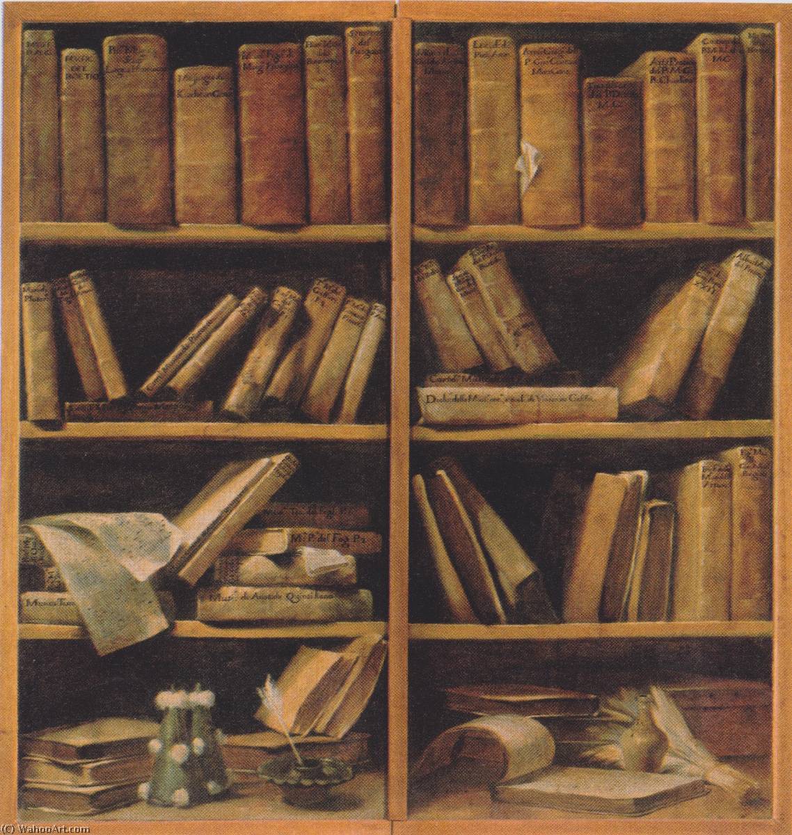 Wikioo.org - The Encyclopedia of Fine Arts - Painting, Artwork by Giuseppe Maria Crespi - Deutsch Buchregal mit Musikschriften English Book shelf with music writings