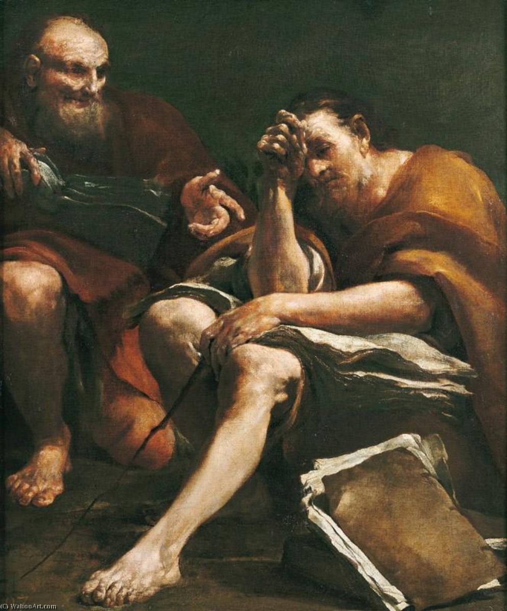 Wikioo.org - The Encyclopedia of Fine Arts - Painting, Artwork by Giuseppe Maria Crespi - Démocrite et Héraclite