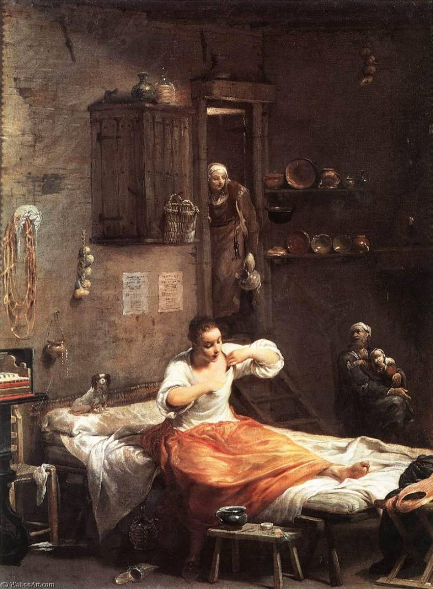 Wikioo.org - The Encyclopedia of Fine Arts - Painting, Artwork by Giuseppe Maria Crespi - Searcher for Fleas Alternative title(s) The Flea Hunt
