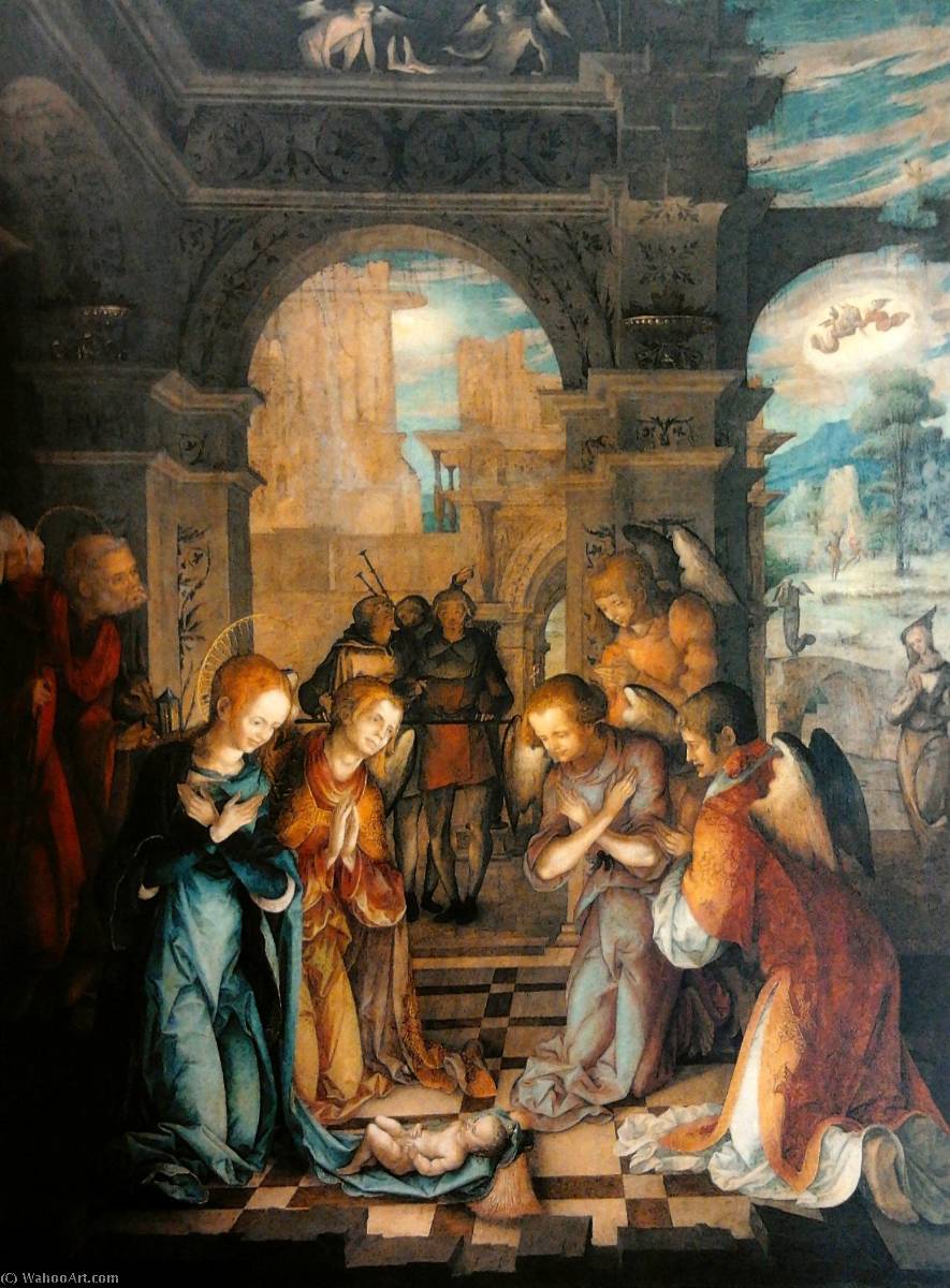 Wikioo.org - The Encyclopedia of Fine Arts - Painting, Artwork by Hans Süss Von Kulmbach - Adoration of the Child