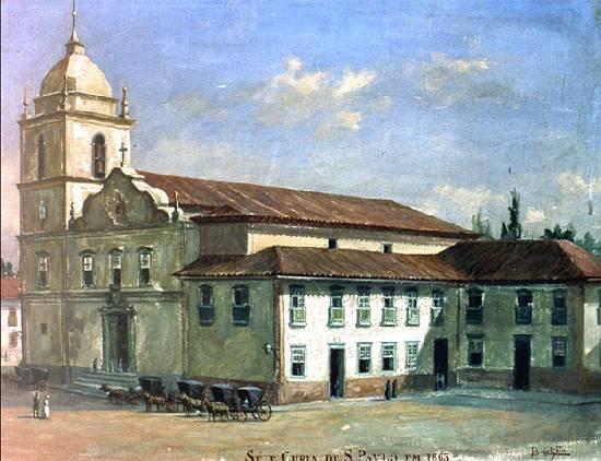 Wikioo.org - The Encyclopedia of Fine Arts - Painting, Artwork by Benedito Calixto - Church of the Holy See and Curia of São Paulo in 1863
