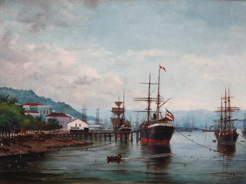 Wikioo.org - The Encyclopedia of Fine Arts - Painting, Artwork by Benedito Calixto - Português Porto de Santos