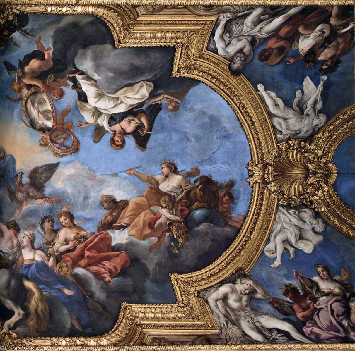 Wikioo.org - The Encyclopedia of Fine Arts - Painting, Artwork by Daniel Seiter - Ceiling of the Galleria del Daniel (centre section detail)