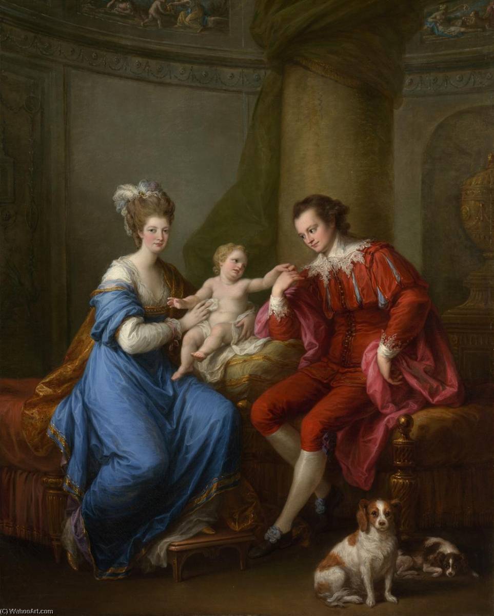 Wikioo.org - The Encyclopedia of Fine Arts - Painting, Artwork by Angelica Kauffman (Maria Anna Angelika) - Edward Smith Stanley, 12th Earl of Derby, With His First Wife, Elizabeth Hamilton, And Their Son