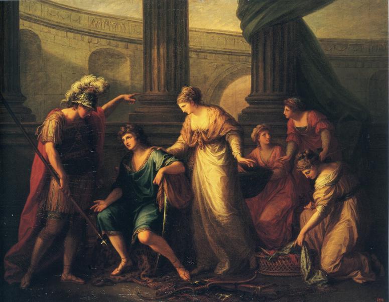 Wikioo.org - The Encyclopedia of Fine Arts - Painting, Artwork by Angelica Kauffman (Maria Anna Angelika) - Hector Calls Paris to the Battle