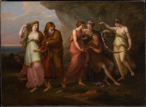 Wikioo.org - The Encyclopedia of Fine Arts - Painting, Artwork by Angelica Kauffman (Maria Anna Angelika) - Telemachus and the Nymphs of Calypso