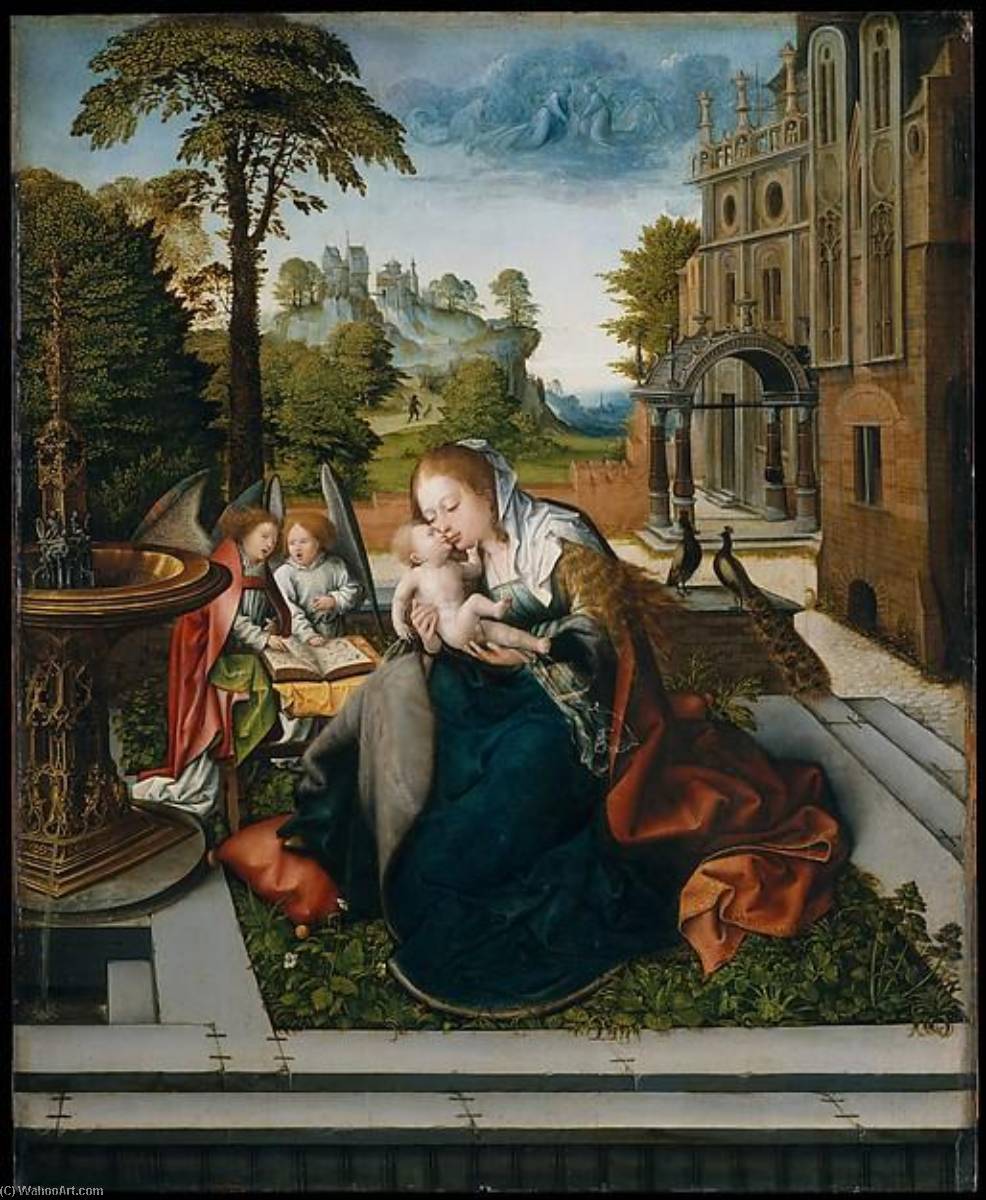 Wikioo.org - The Encyclopedia of Fine Arts - Painting, Artwork by Bernaert Van Orley - Virgin and Child with Angels
