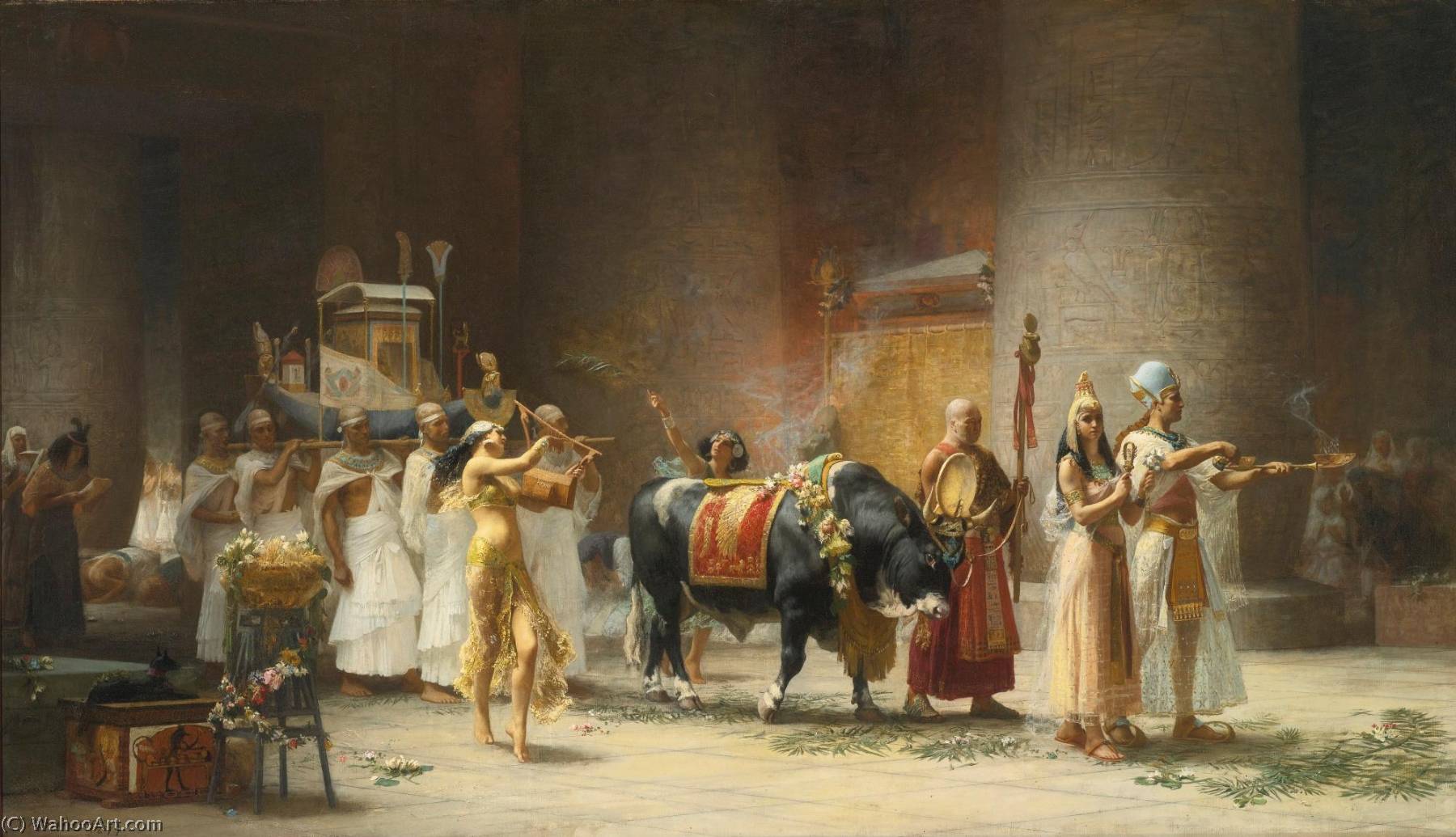 Wikioo.org - The Encyclopedia of Fine Arts - Painting, Artwork by Frederick Arthur Bridgman - The Procession of the Bull Apis