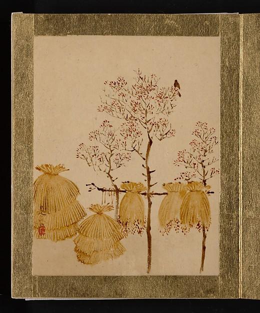 WikiOO.org - Enciclopedia of Fine Arts - Pictura, lucrări de artă Shibata Zeshin - Rice Stacks and Trees