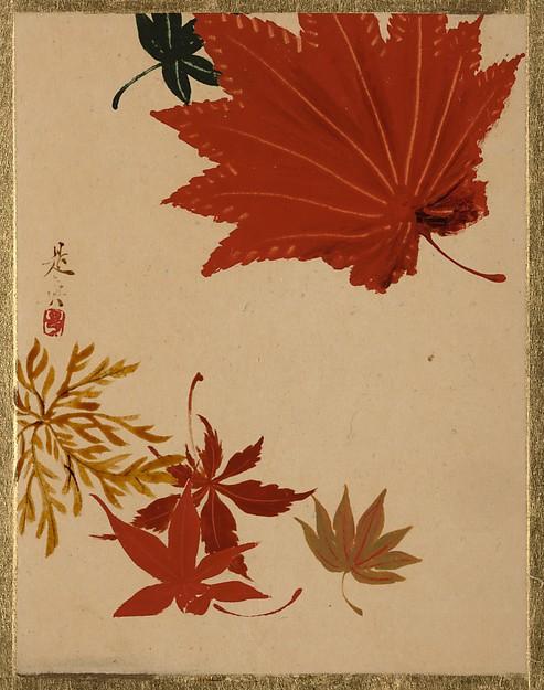 Wikioo.org - The Encyclopedia of Fine Arts - Painting, Artwork by Shibata Zeshin - Maple Leaves