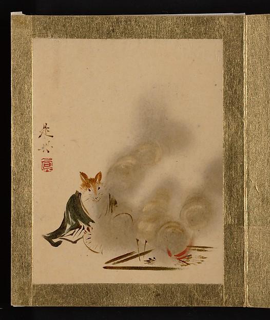 WikiOO.org – 美術百科全書 - 繪畫，作品 Shibata Zeshin - 狐狸 通过  神秘  火