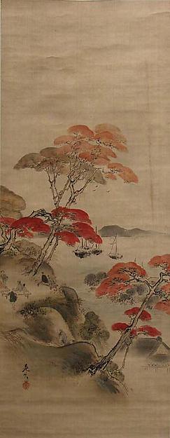 Wikoo.org - موسوعة الفنون الجميلة - اللوحة، العمل الفني Shibata Zeshin - Maple Viewing at Kai'anji Temple