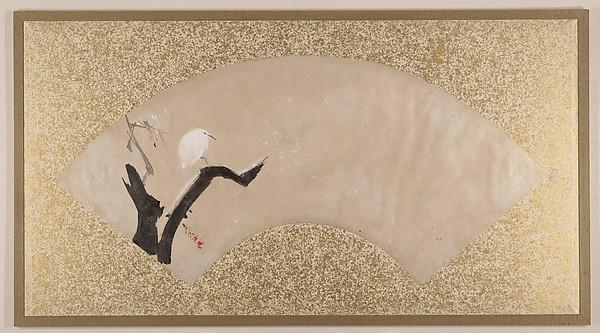 WikiOO.org - Enciklopedija likovnih umjetnosti - Slikarstvo, umjetnička djela Shibata Zeshin - Egret on Tree Stump