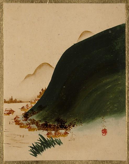 WikiOO.org - Encyclopedia of Fine Arts - Lukisan, Artwork Shibata Zeshin - Mountains and Houses