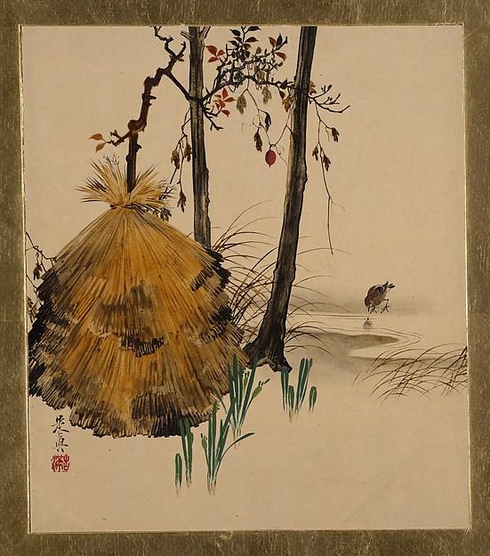 Wikioo.org - The Encyclopedia of Fine Arts - Painting, Artwork by Shibata Zeshin - Lacquer Paintings of Various Subjects Snow Shelter for a Tree with Sparrow