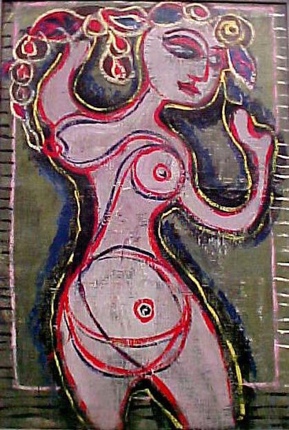 Wikioo.org - The Encyclopedia of Fine Arts - Painting, Artwork by William Baziotes - Ethel Baziotes (recto) Untitled (Clown and Female Nude) (verso)