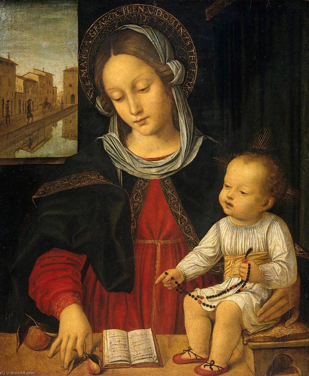 Wikioo.org - The Encyclopedia of Fine Arts - Painting, Artwork by Ambrogio Da Fossano (Ambrogio Bergognone) - Madonna and Child